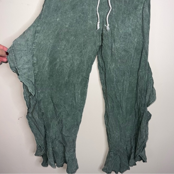 Figwood North Shore Green Ruffled Rayon Pull On Harem Pants Size Small - Picture 4 of 11